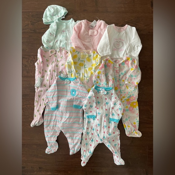 Other - 0-3 month baby girl footed sleepers bundle